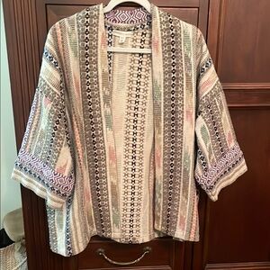 Multicolor Patterned Women's Kimono Cardigan